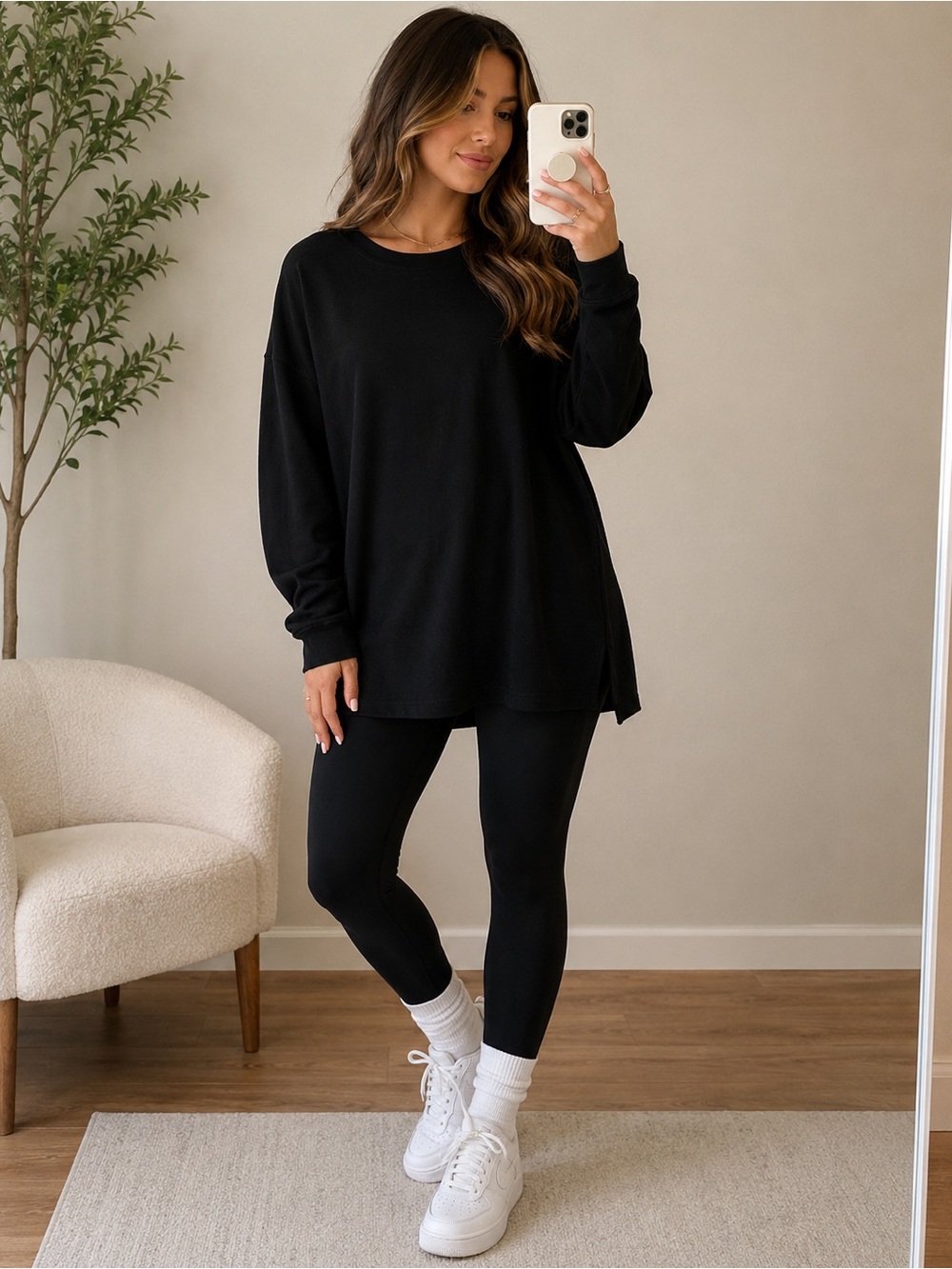 Old Navy Black Oversized Crewneck Sweatshirt